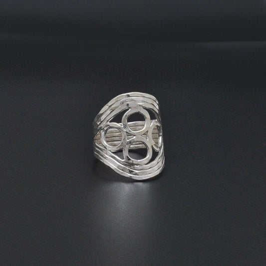 Handmade Sterling Silver Beaten Band Ring Size 8 - SAR Gems