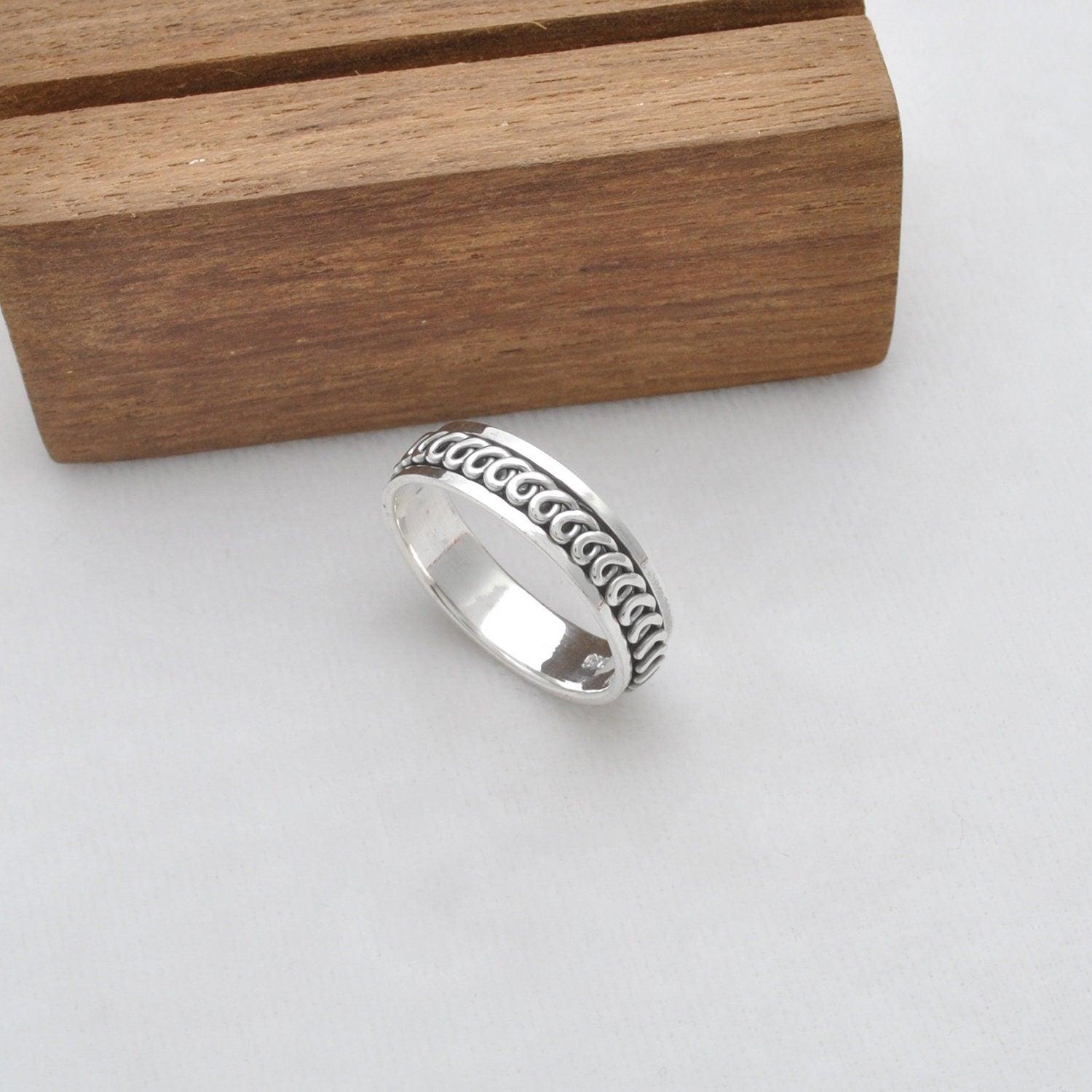 Fidget Spinner Sterling Silver Band Ring Size 13 - SAR Gems