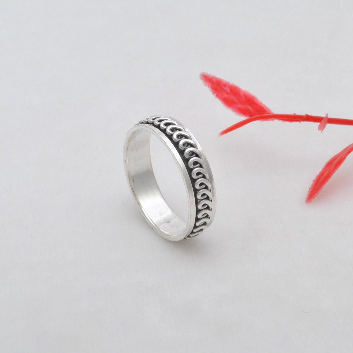 Fidget Spinner Sterling Silver Band Ring Size 13 - SAR Gems