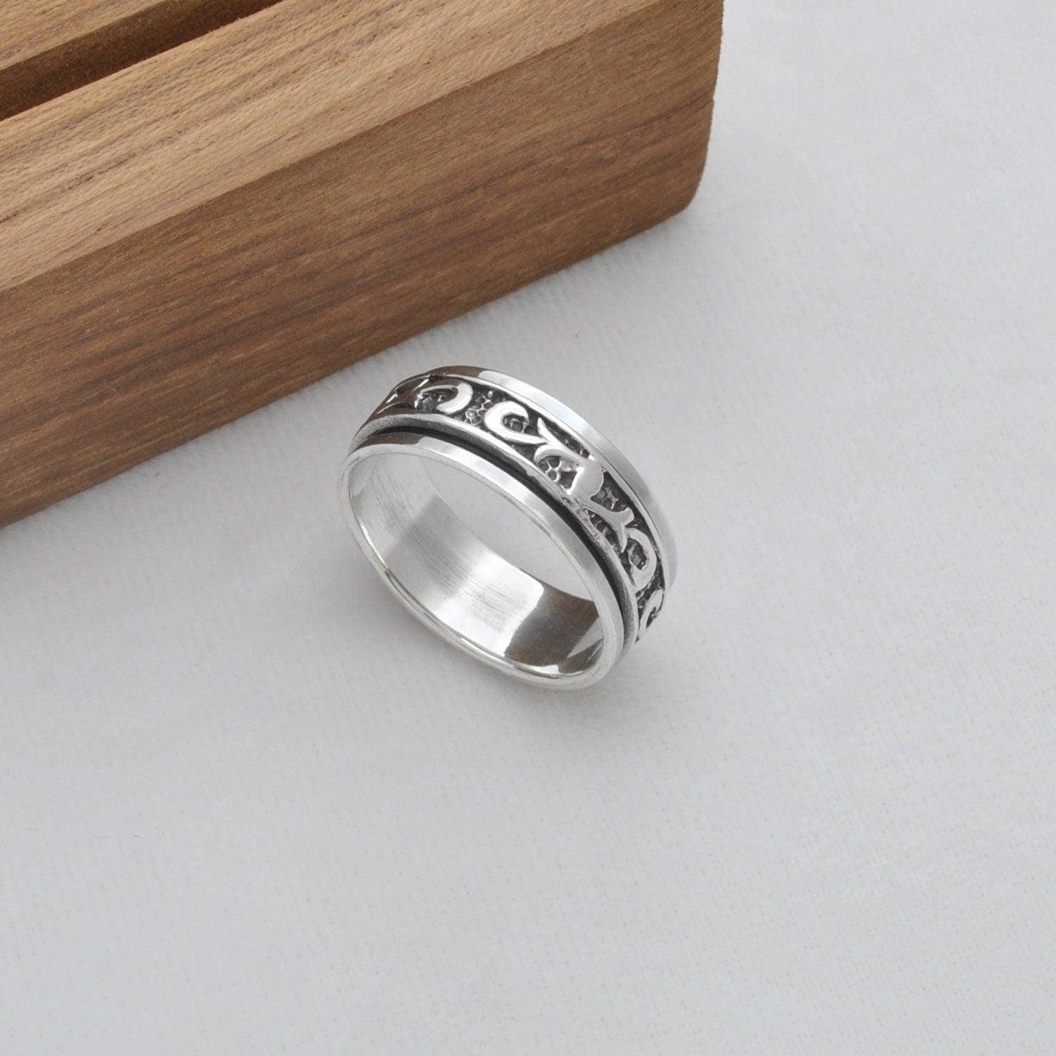 Solid Silver Band Celtic Thumb Ring Size 12 - SAR Gems