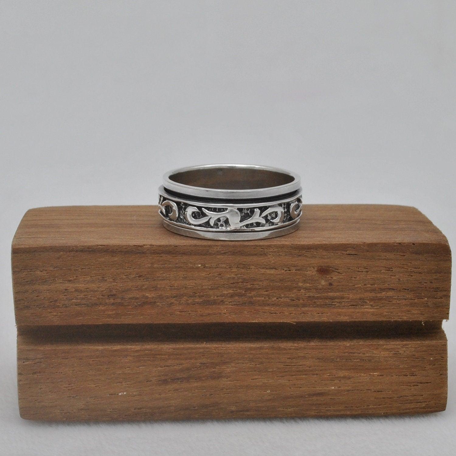 Solid Silver Band Celtic Thumb Ring Size 12 - SAR Gems