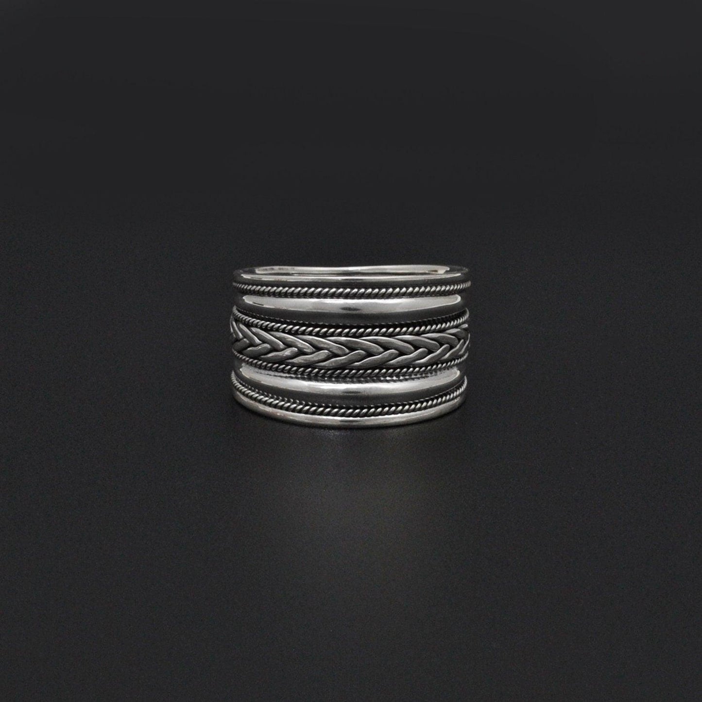 Wide Band Sterling Silver Thumb Ring Size 13 - SAR Gems