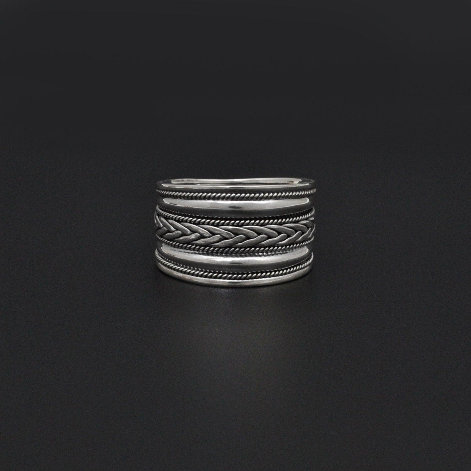 Wide Band Sterling Silver Thumb Ring Size 13 - SAR Gems