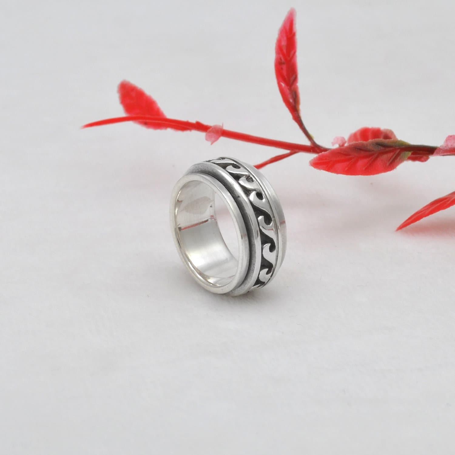 Style Waves Sterling Silver Spinner Ring 6 - SAR Gems