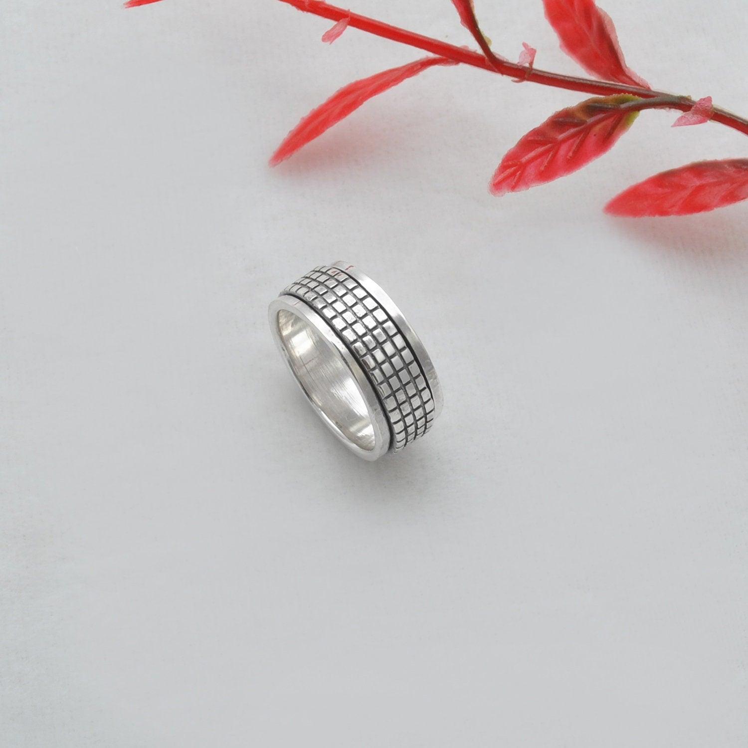 Fidget Silver Spinner Ring Size 7 - SAR Gems