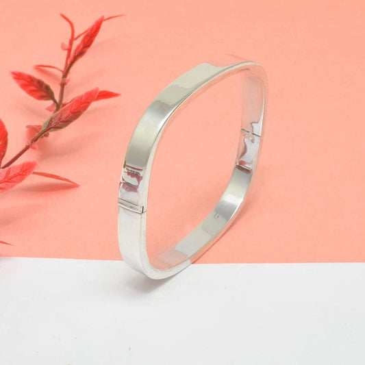925 Sterling Silver Wide Hinged Square Bracelet 8mm 9mm