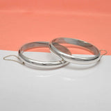 Silver Hinged Bangle Bracelet with Security Chain - 8mm/9mm