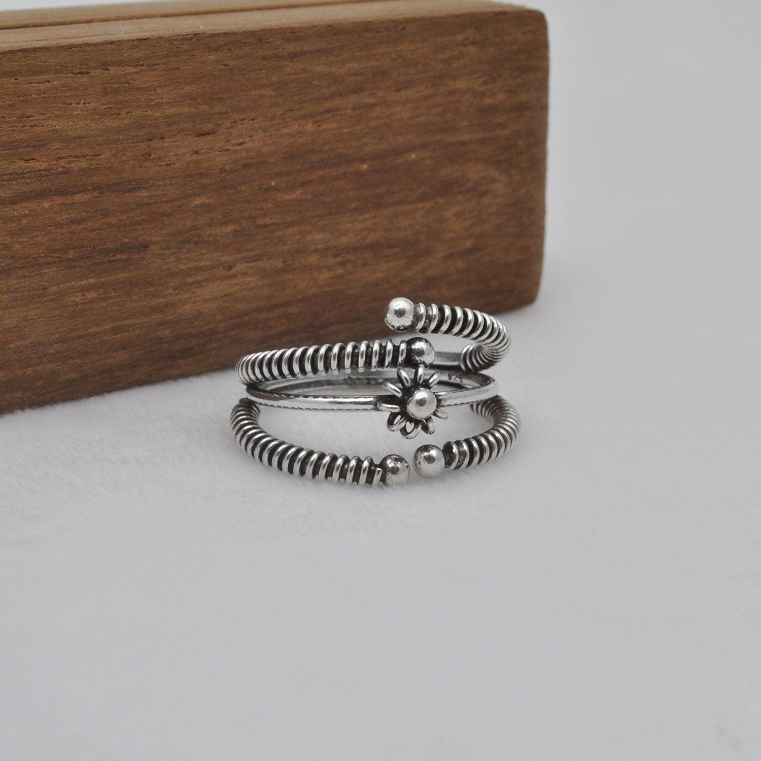 Boho Hippie Silver Ring Size 9 Christmas Gift - SAR Gems