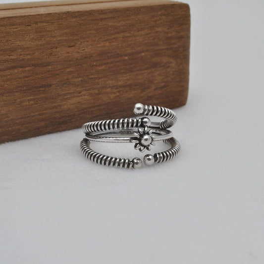 Boho Hippie Silver Ring Size 9 Christmas Gift - SAR Gems