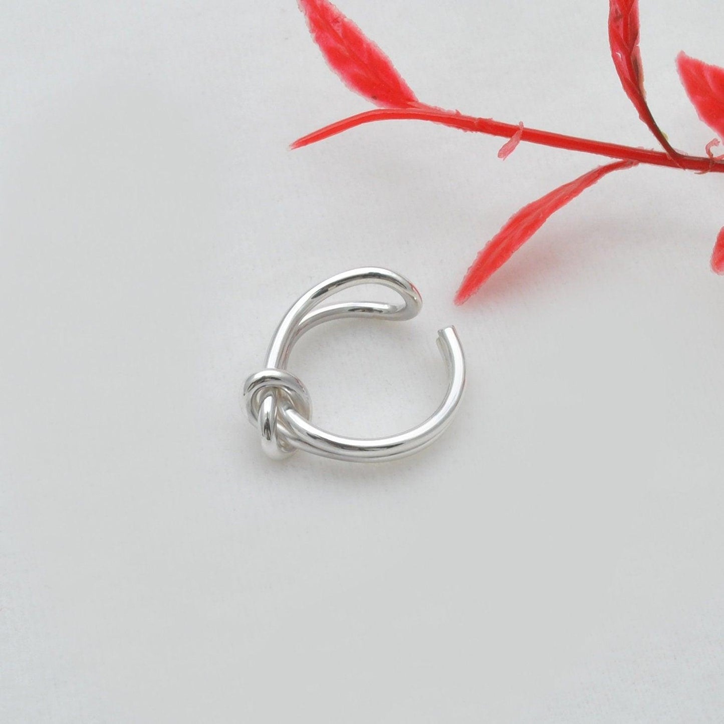 Adjustable Open Ring Silver Love Knot Ring Size 7 - SAR Gems