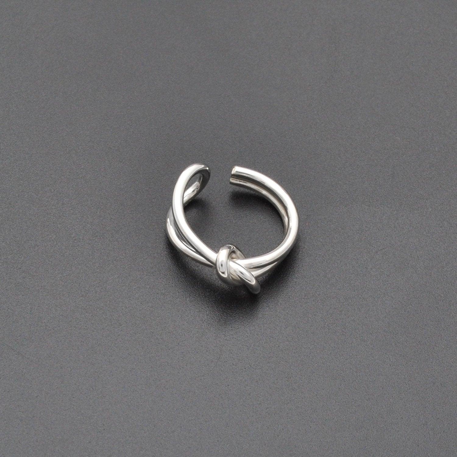 Adjustable Open Ring Silver Love Knot Ring Size 7 - SAR Gems