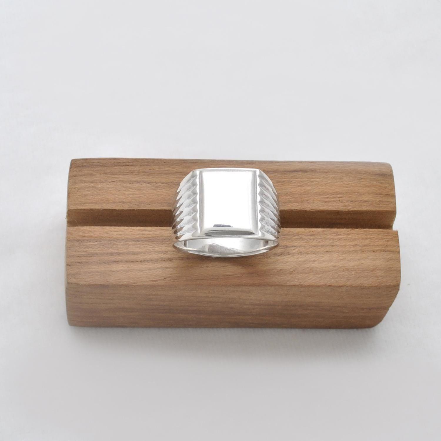 Square Signet Silver Mens Ring Size 11 - SAR Gems