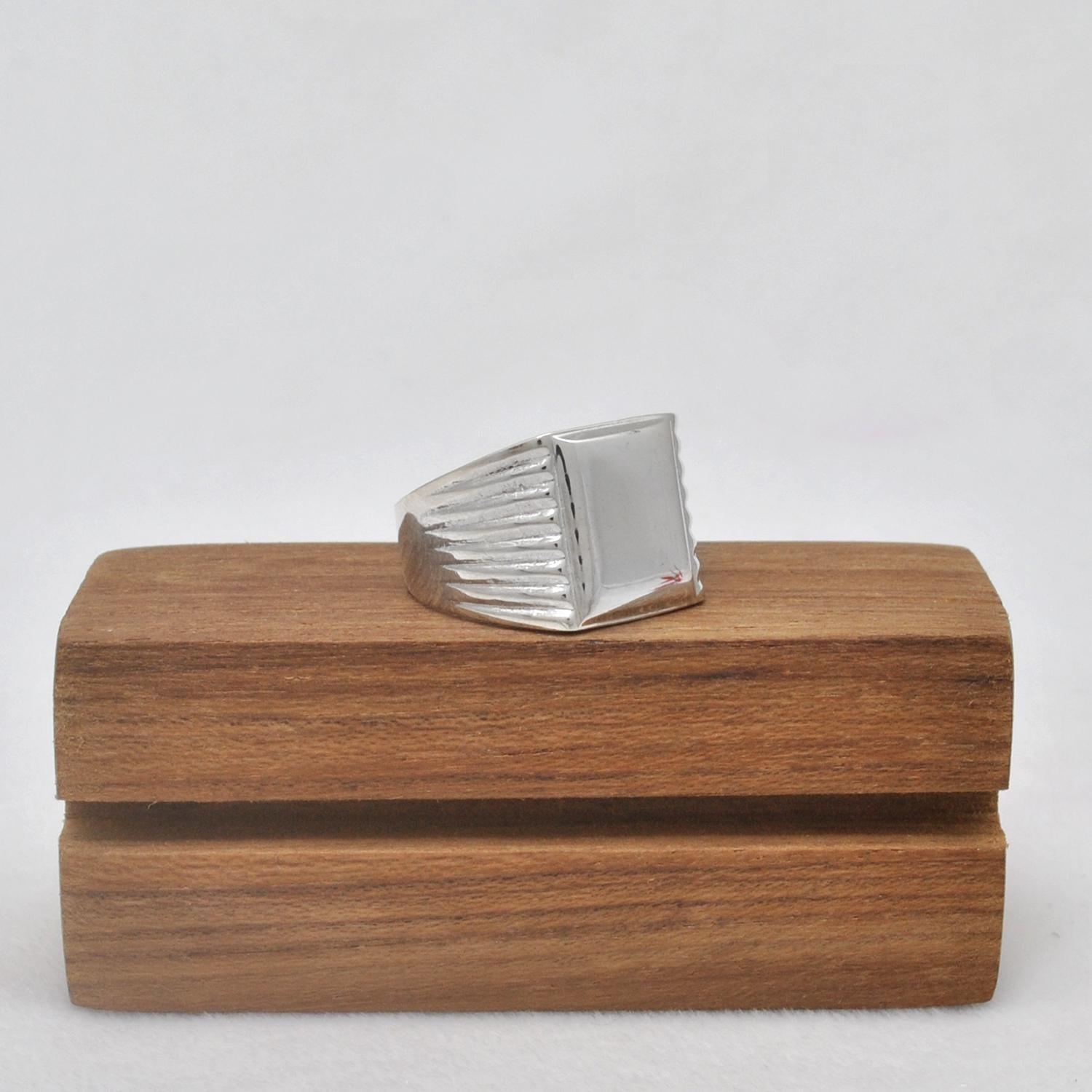 Square Signet Silver Mens Ring Size 11 - SAR Gems