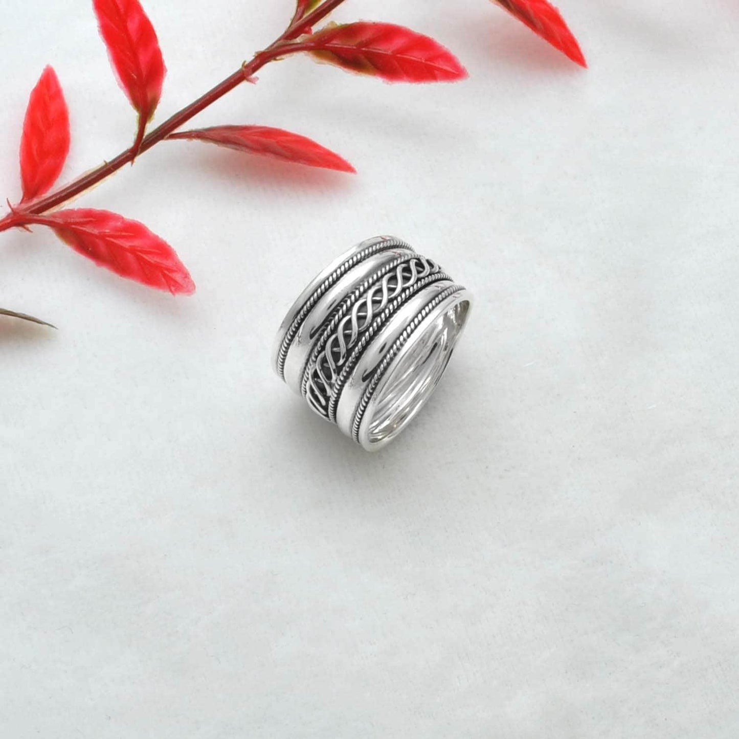 Thumb Silver Ring Size 10 Oxidized Anti-Stress Band - SAR Gems