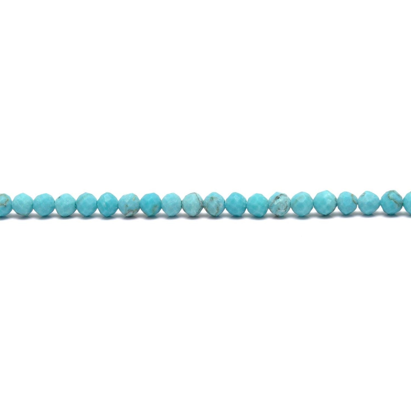 Blue Turquoise Faceted Round Gemstone Beads 15" - SAR Gems
