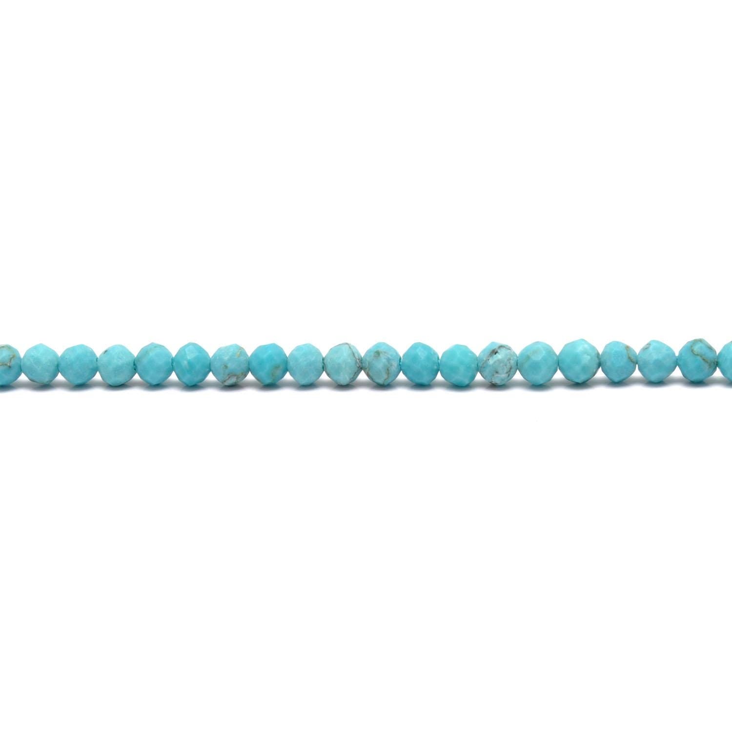 Blue Turquoise Faceted Round Gemstone Beads 15" - SAR Gems