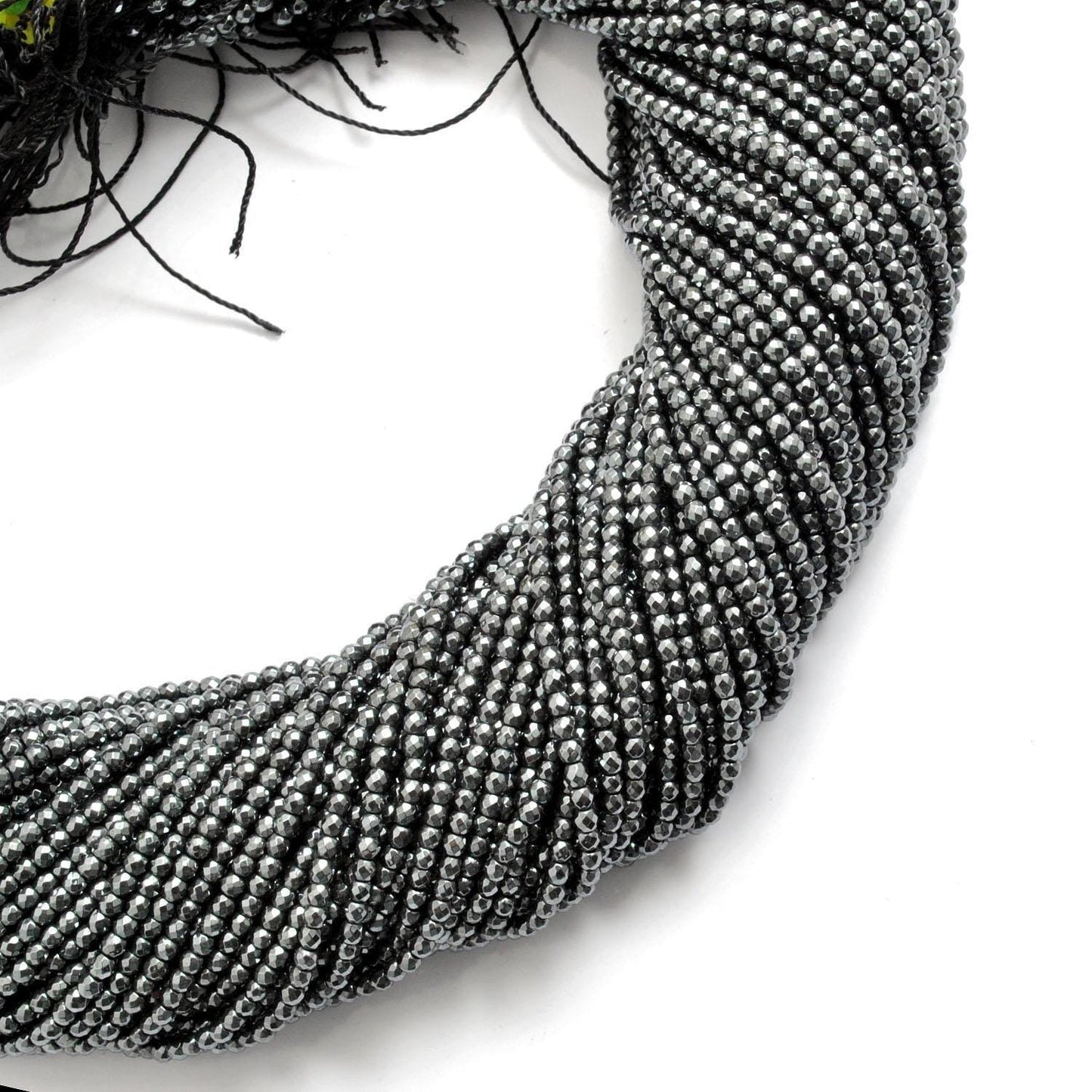 Hematite Round Faceted Gemstone Beads