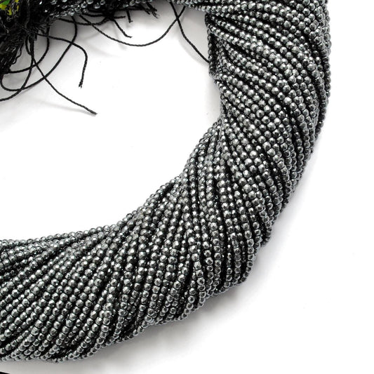 Hematite Round Faceted Gemstone Beads - view 3
