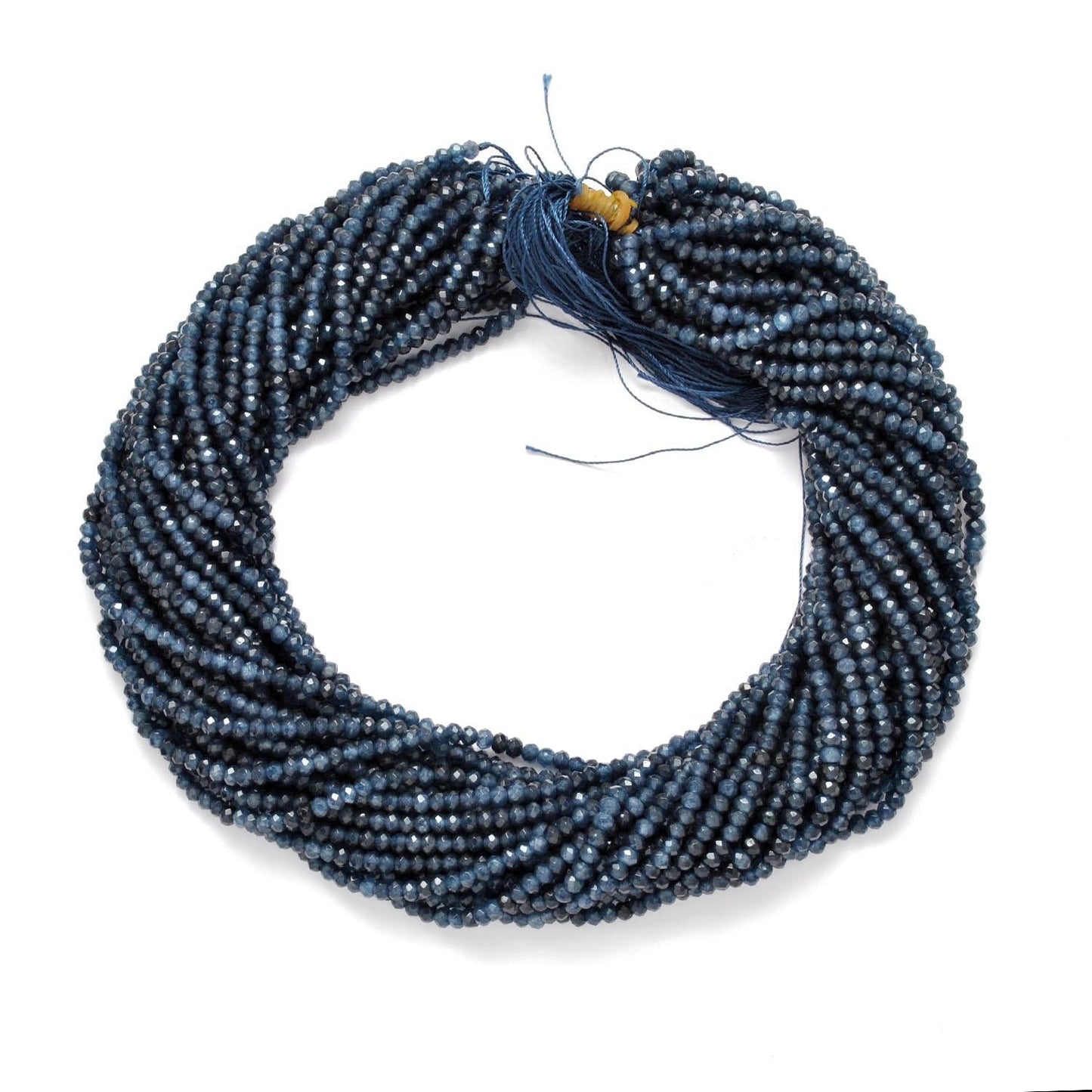 Blue Quartz Faceted Rondelle Gemstone Beads 13.5" Strand - SAR Gems