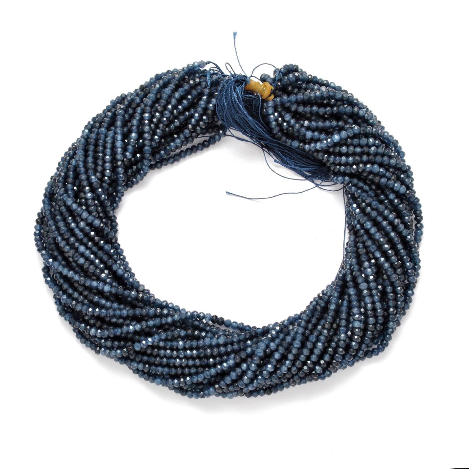 Blue Quartz Faceted Rondelle Gemstone Beads 13.5" Strand - SAR Gems