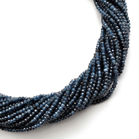 Blue Quartz Faceted Rondelle Gemstone Beads 13.5" Strand - SAR Gems