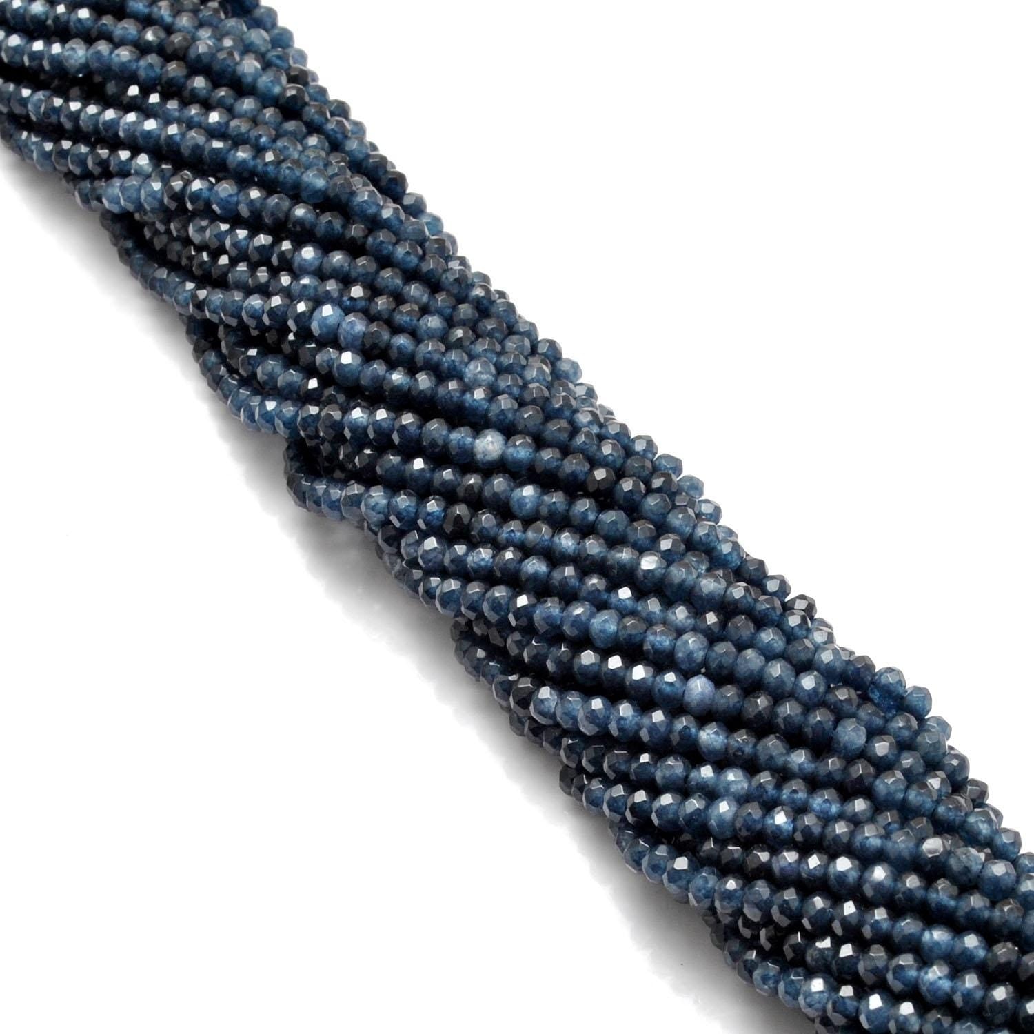 Blue Quartz Faceted Rondelle Gemstone Beads 13.5" Strand - SAR Gems