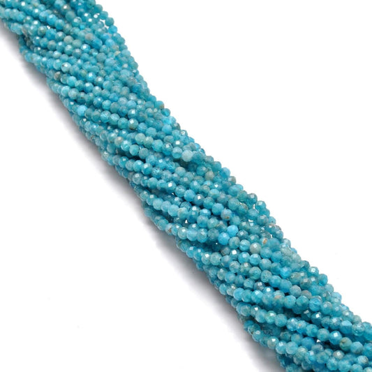 Natural Blue Apatite Round Faceted Gemstone Beads 12.5" Strand - SAR Gems