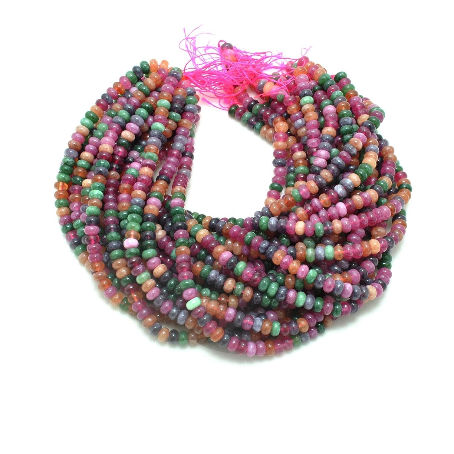 Multi Quartz Plain Rondelle Gemstone Beads 8mm 15" Strand - SAR Gems