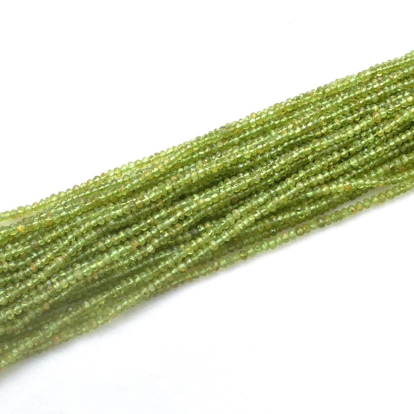 Natural Green Peridot Faceted Rondelle Gemstone Beads 13" - SAR Gems
