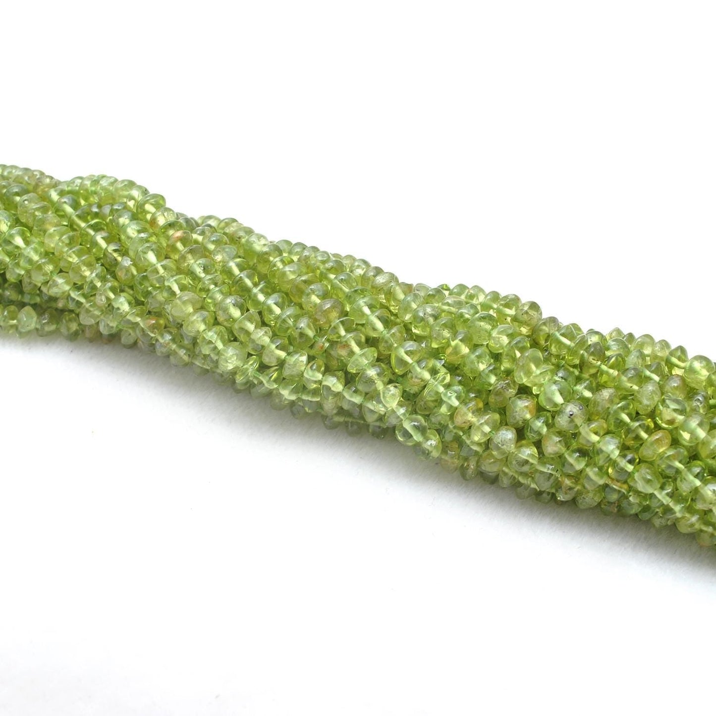 Natural Green Peridot Pain Button Beads 5-6mm 15" Strand - SAR Gems