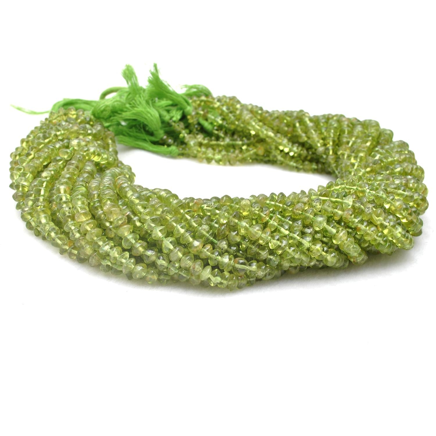 Natural Green Peridot Pain Button Beads 5-6mm 15" Strand - SAR Gems