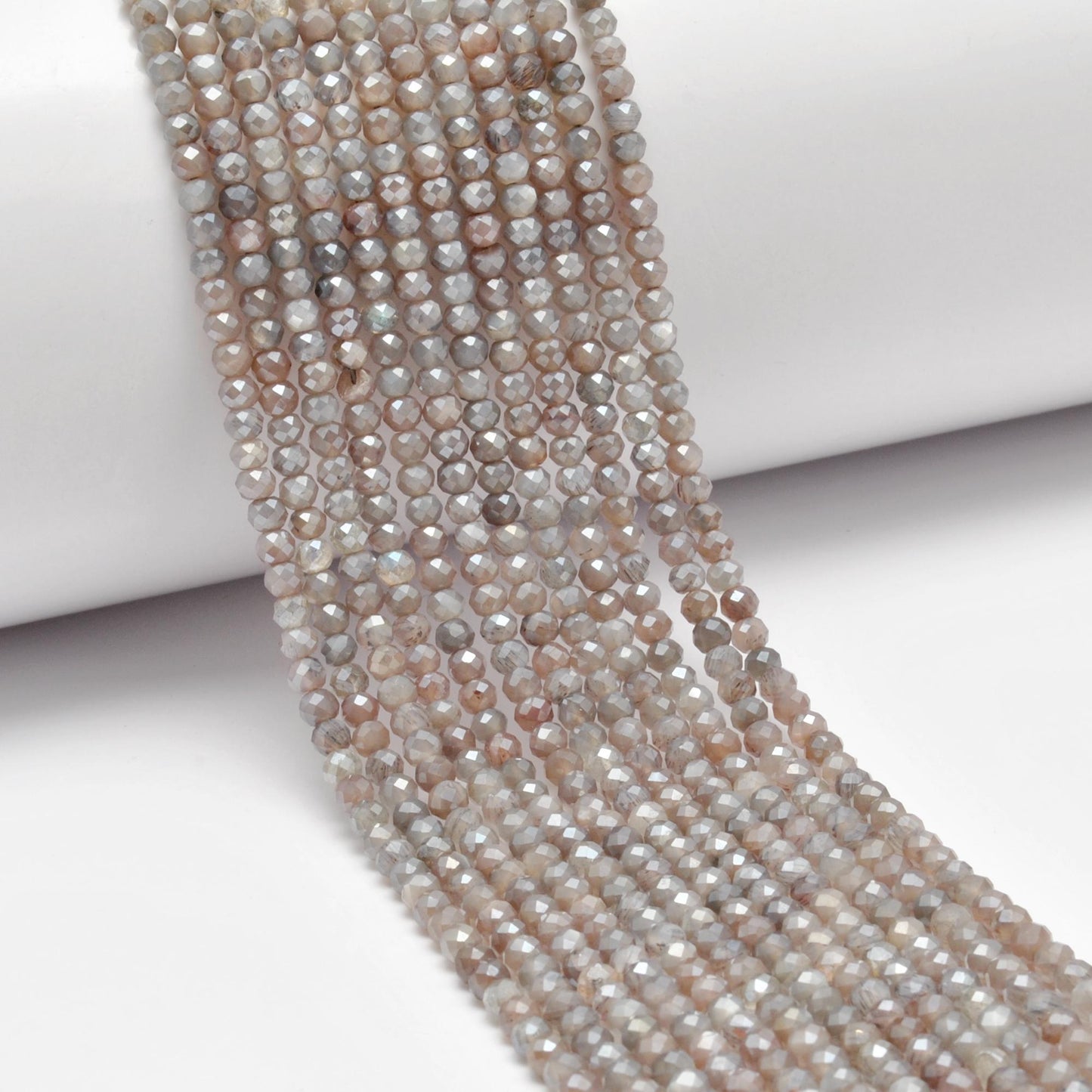 Grey Moonstone Rondelle Gemstone Beads 13" Strand - SAR Gems