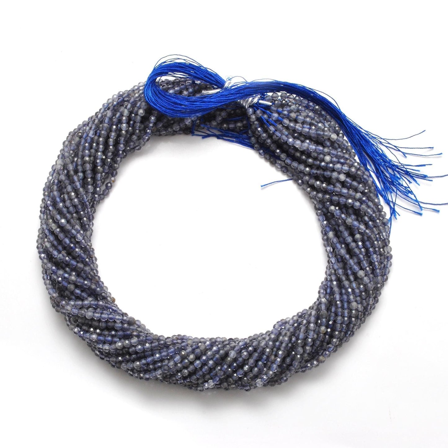 Natural Blue Iolite Faceted Round Gemstone Beads - SAR Gems