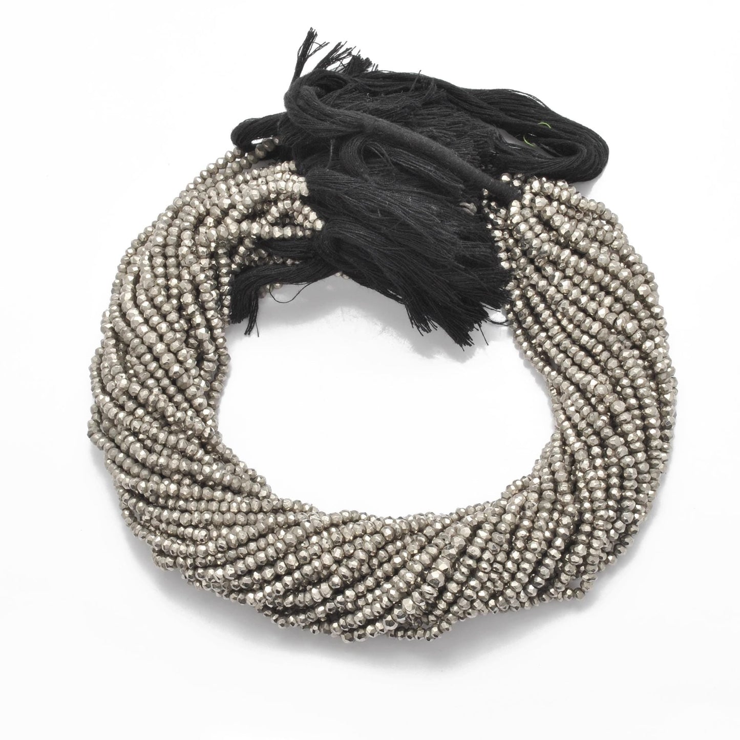 Grey Pyrite Faceted Rondelle Gemstone Beads 13" Strand - SAR Gems