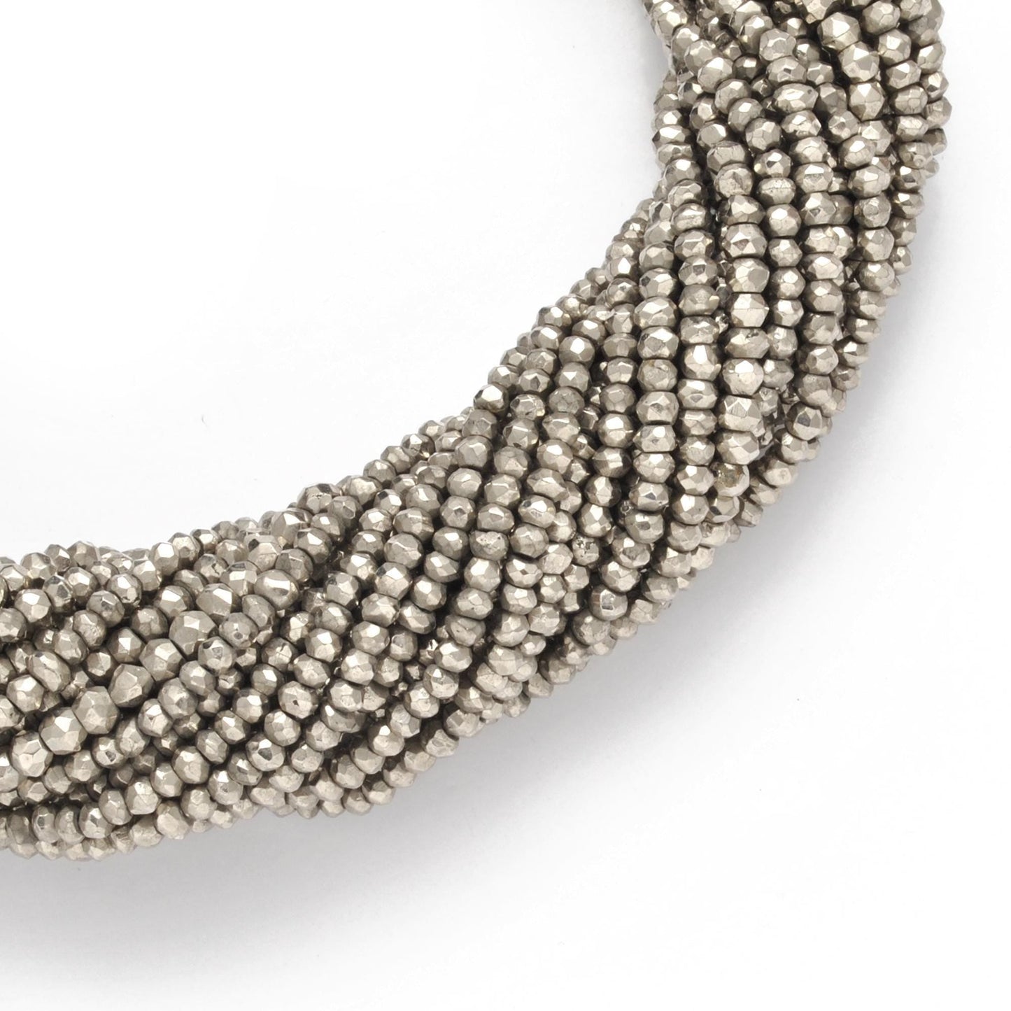 Grey Pyrite Faceted Rondelle Gemstone Beads 13" Strand - SAR Gems