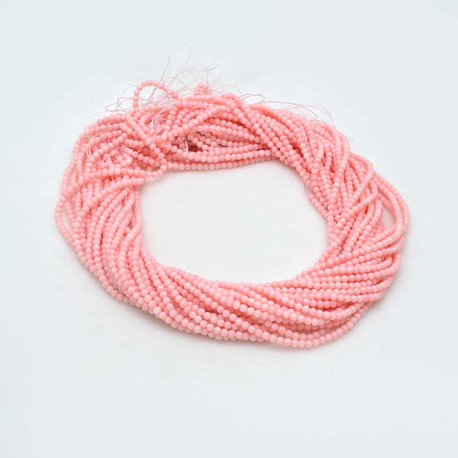 Pink Coral Plain Round Gemstone Beads 12.5" Strand - SAR Gems
