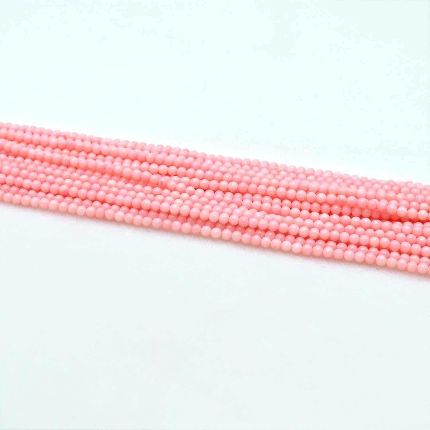 Pink Coral Plain Round Gemstone Beads 12.5" Strand - SAR Gems
