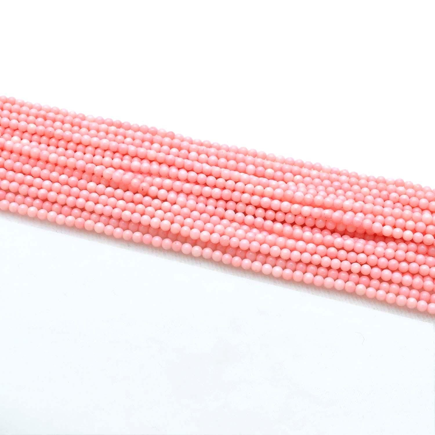 Pink Coral Plain Round Gemstone Beads 12.5" Strand - SAR Gems