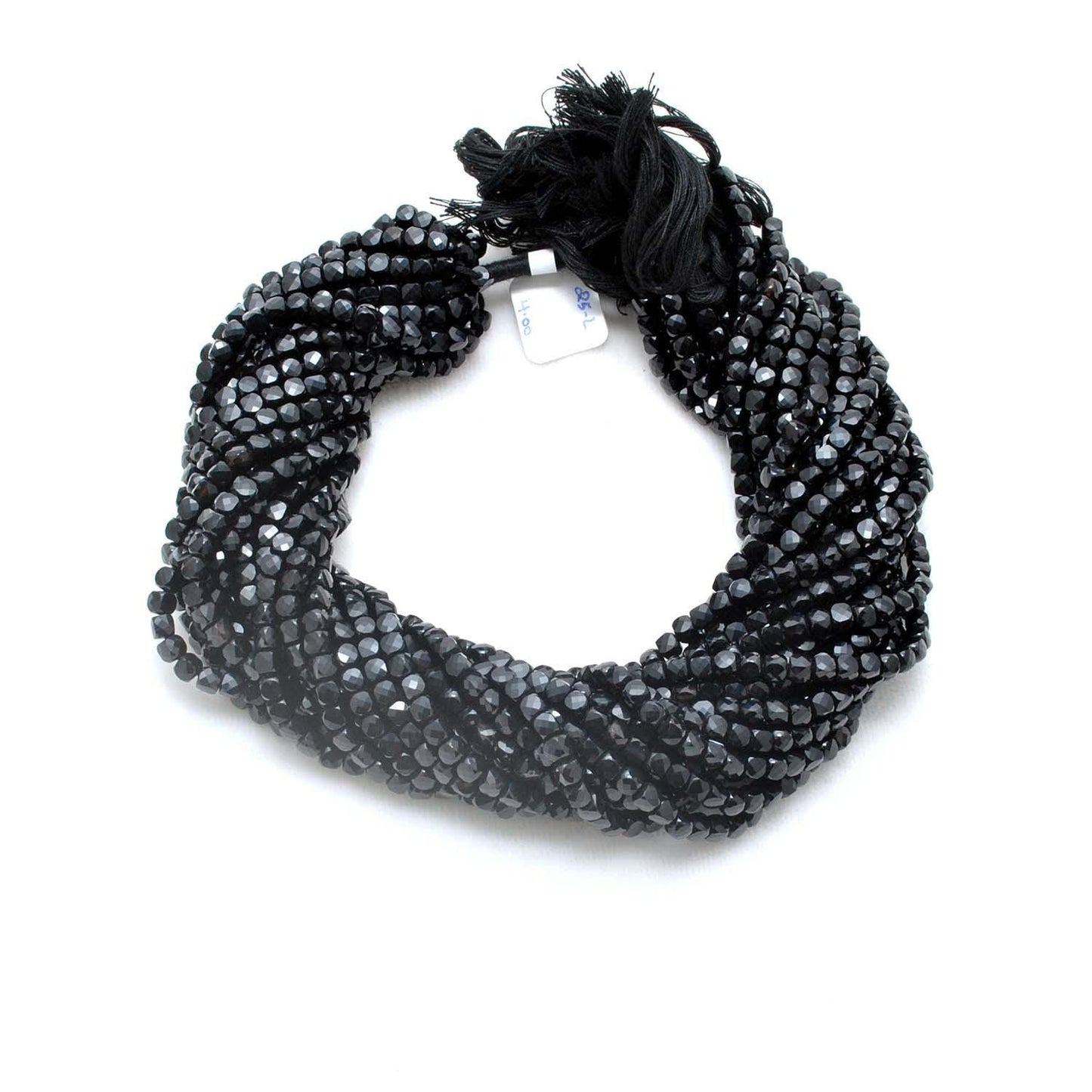 Natural Black Onyx Faceted Dice Gemstone Beads 4mm 12.5" - SAR Gems