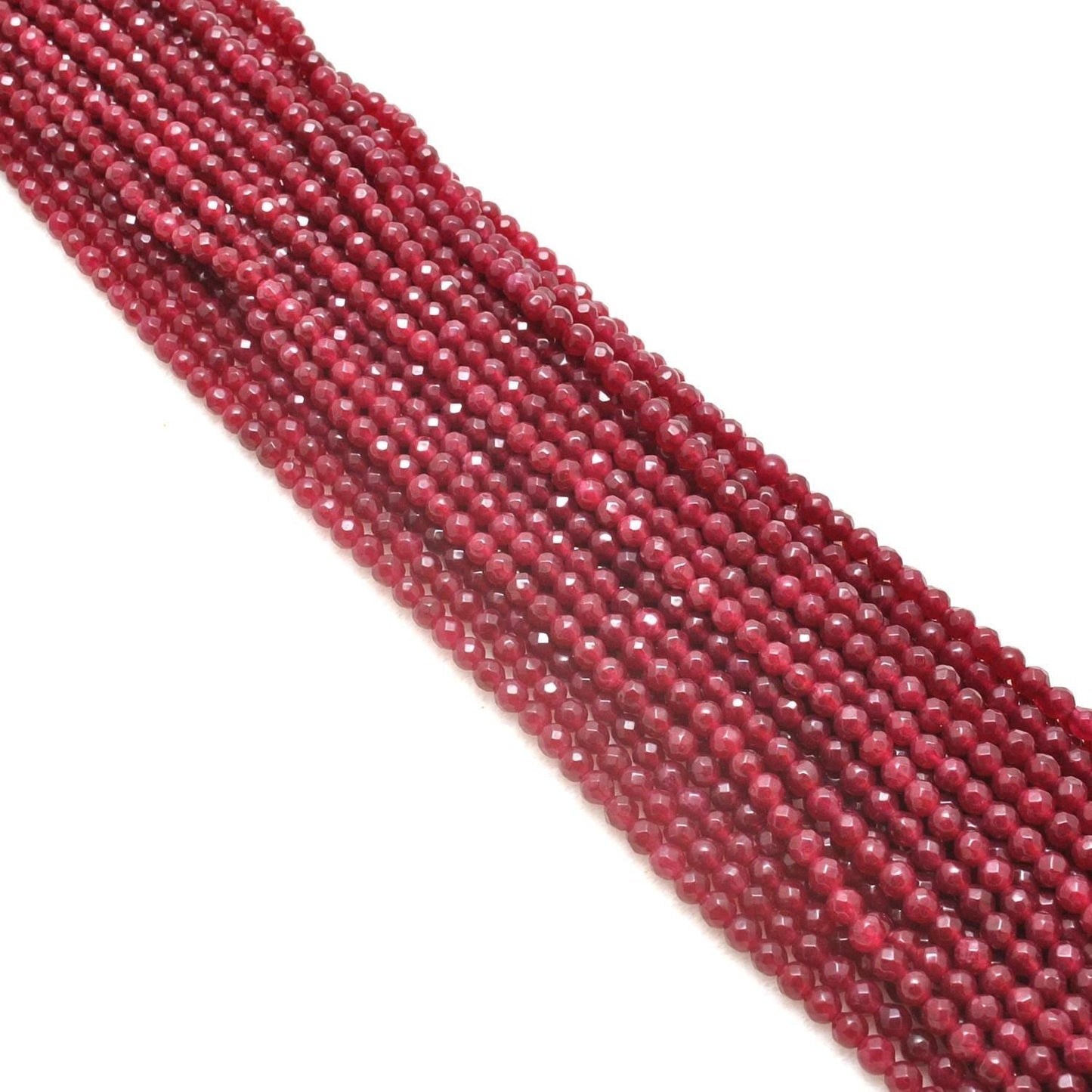 Ruby Quartz Round Faceted Gemstone Beads 15" Strand - SAR Gems