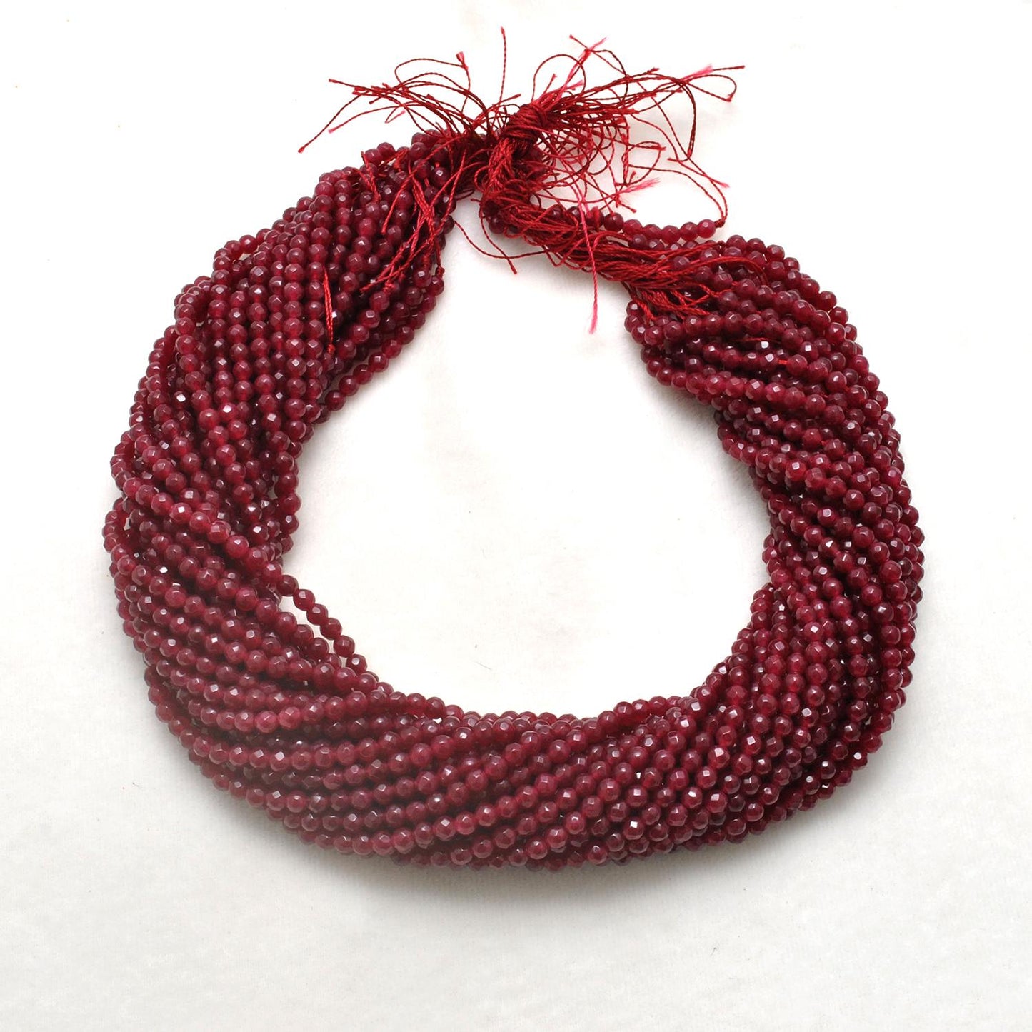 Ruby Quartz Round Faceted Gemstone Beads 15" Strand - SAR Gems