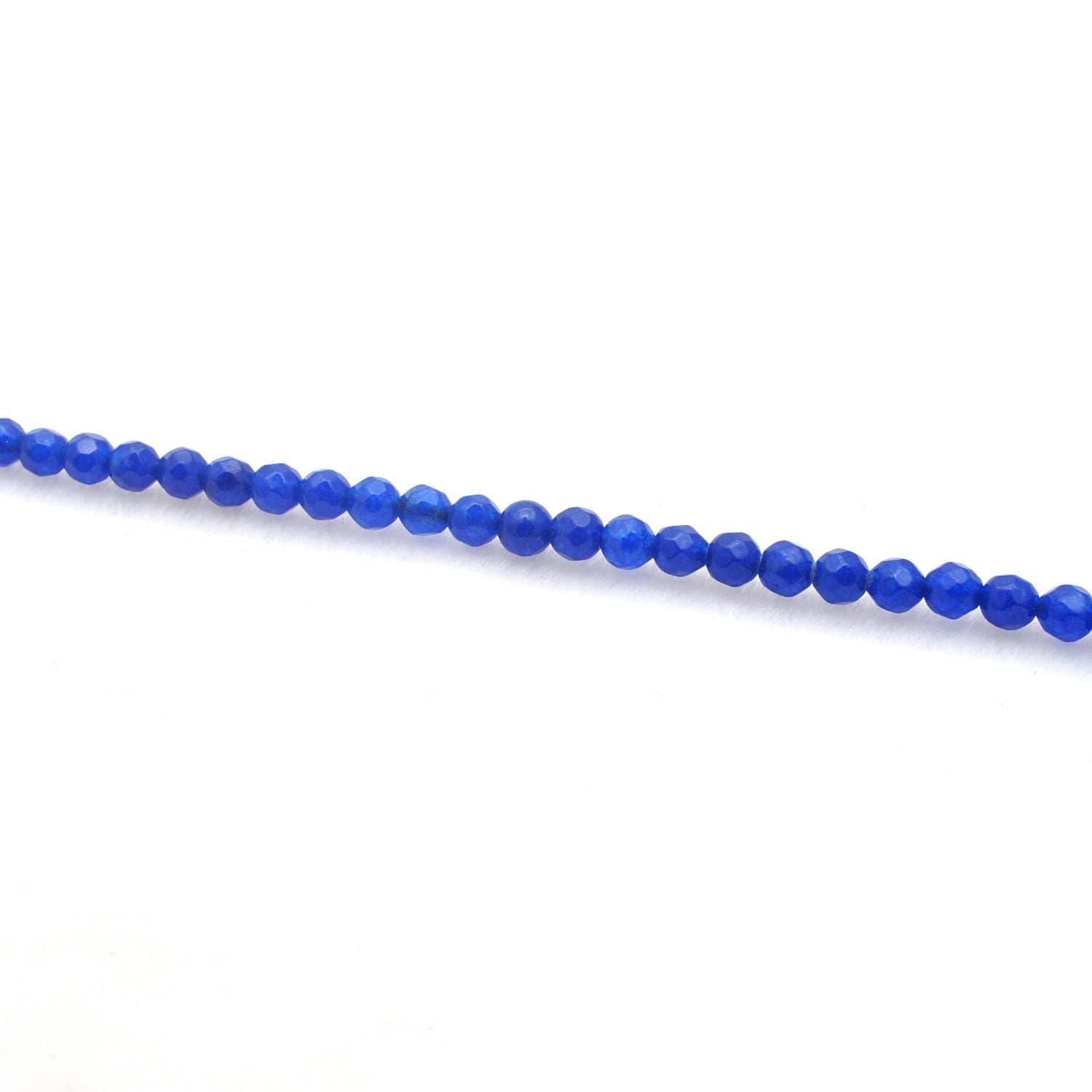 Blue Quartz Faceted Round Gemstone Beads 4mm 15" Strand - SAR Gems
