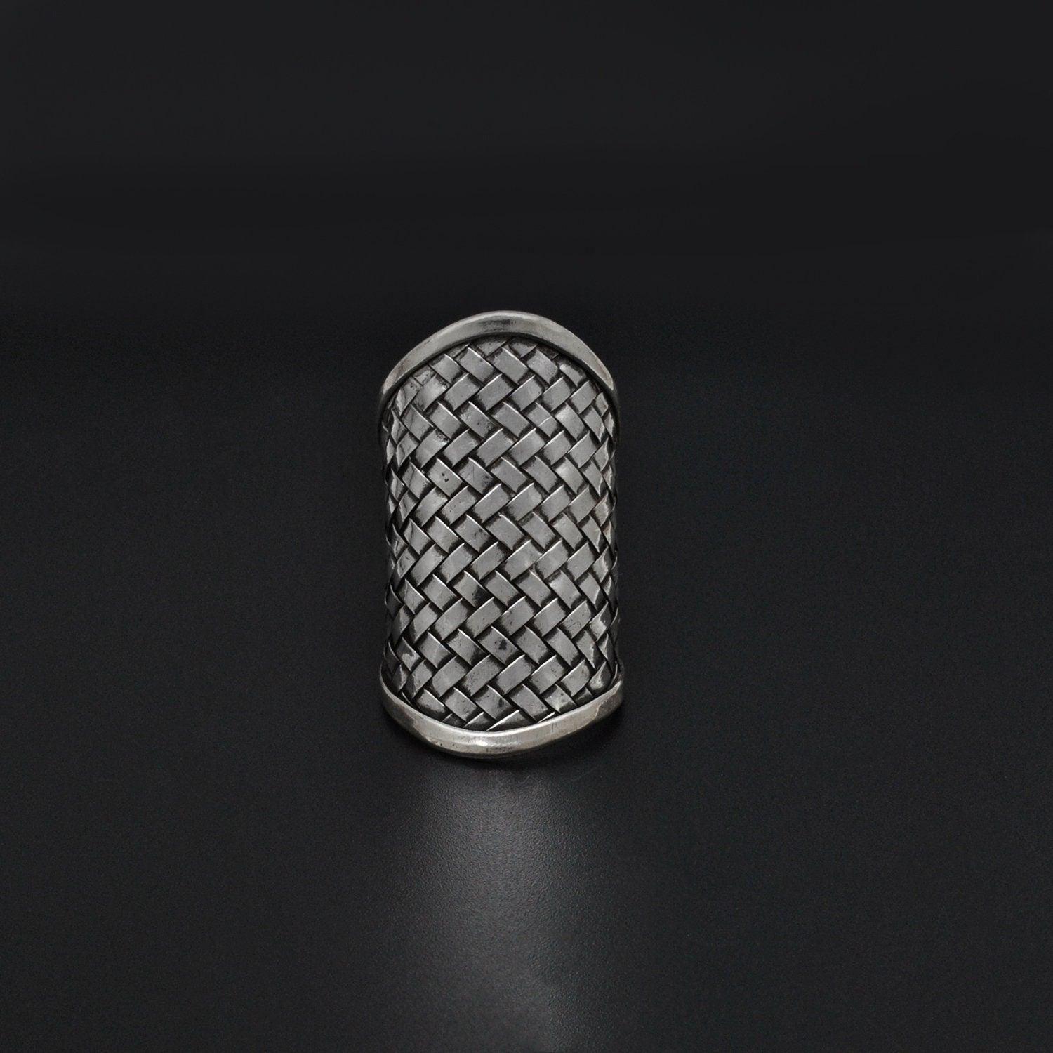 Silver Braided Long Finger Ring Size 10 - SAR Gems