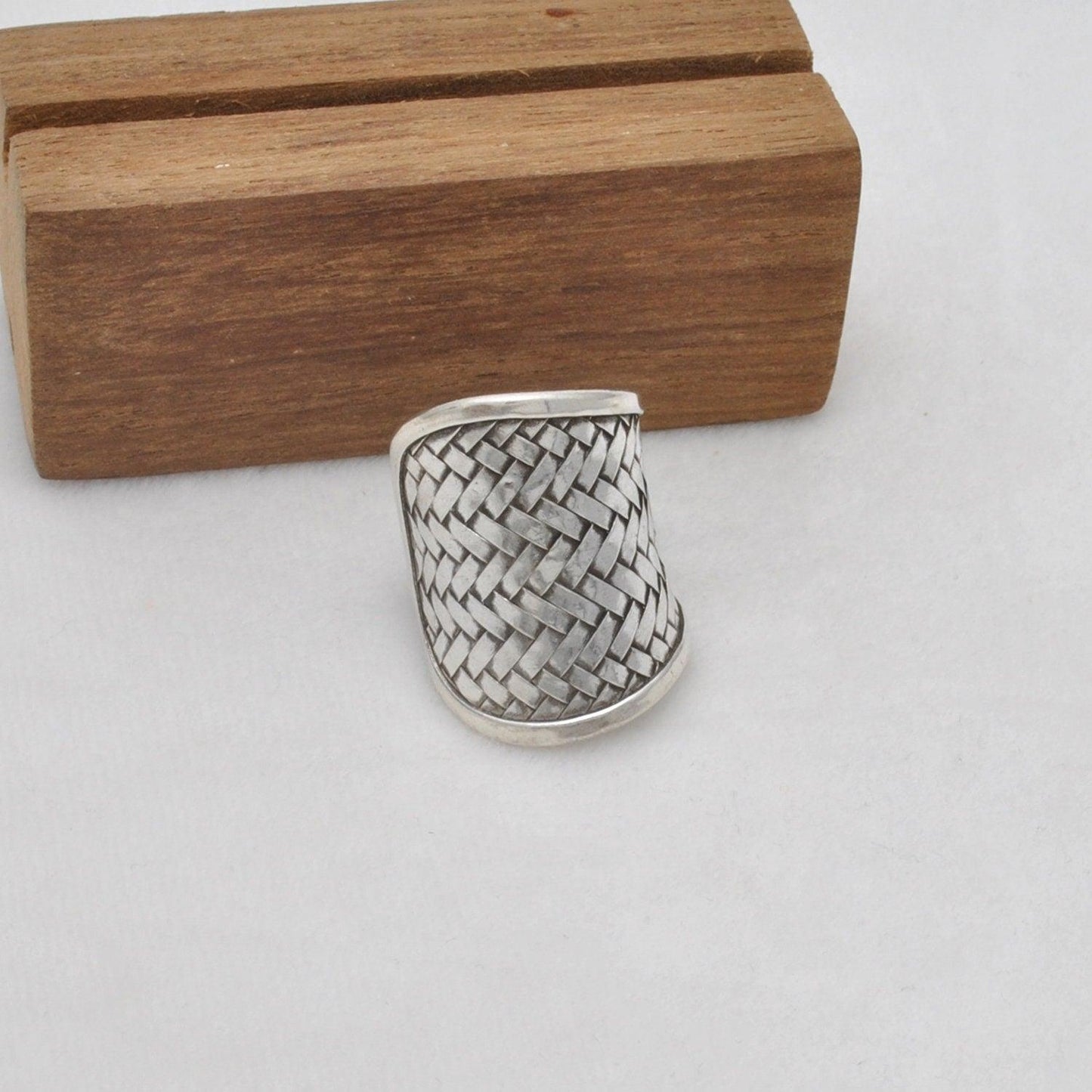 925 Silver Weave Chunky Wide Band Ring Size 9 - SAR Gems