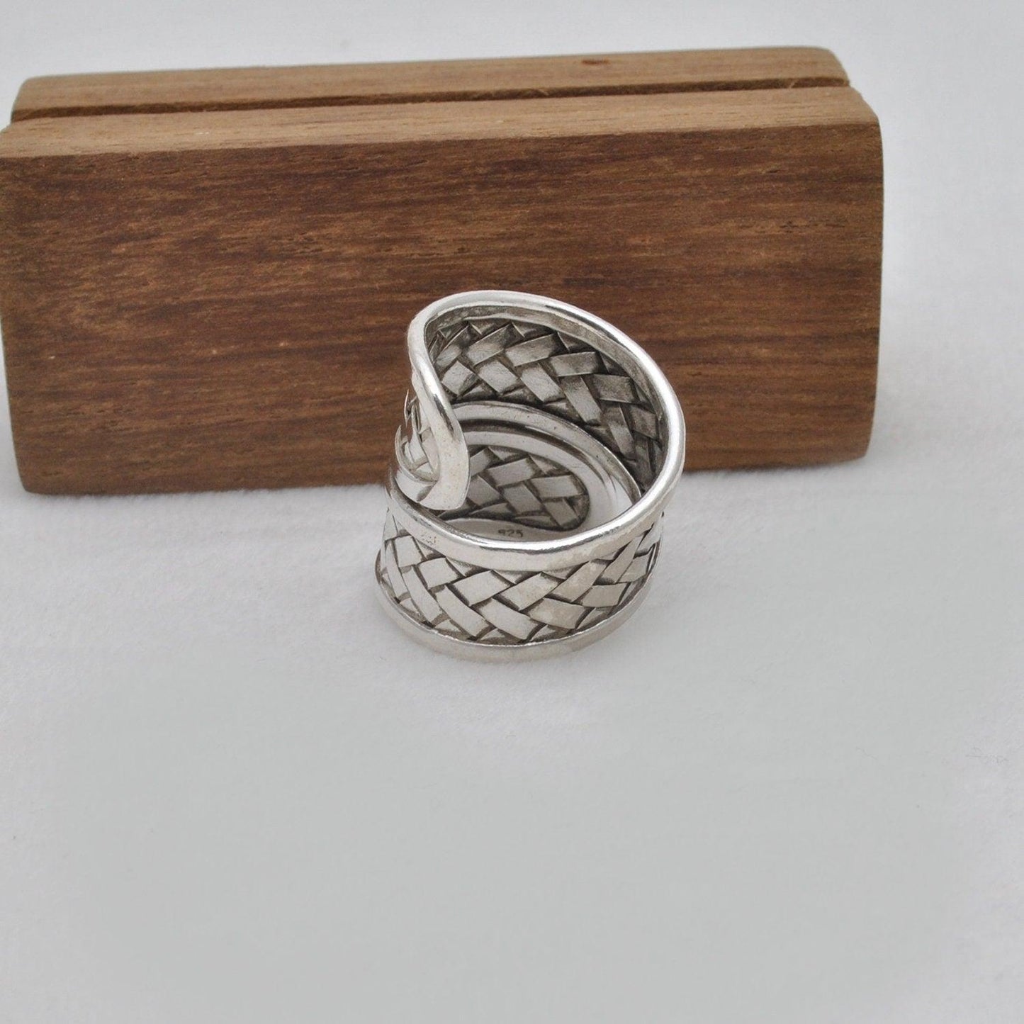 Tribal Braided 925 Silver Long Statement Ring Size 9 - SAR Gems