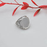 Sterling Silver Oval Men's Ring Size 9 - SAR Gems