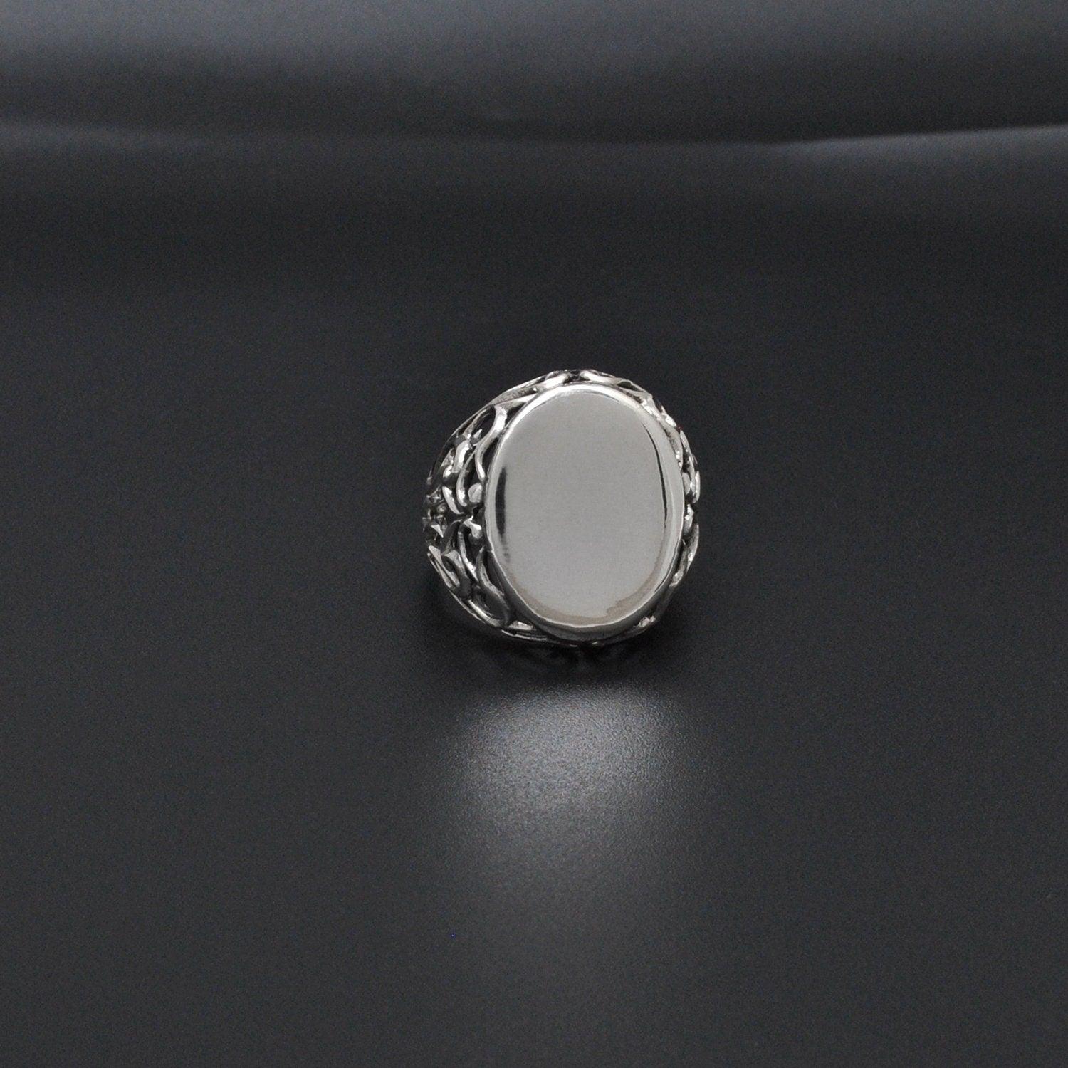 Sterling Silver Oval Men's Ring Size 9 - SAR Gems