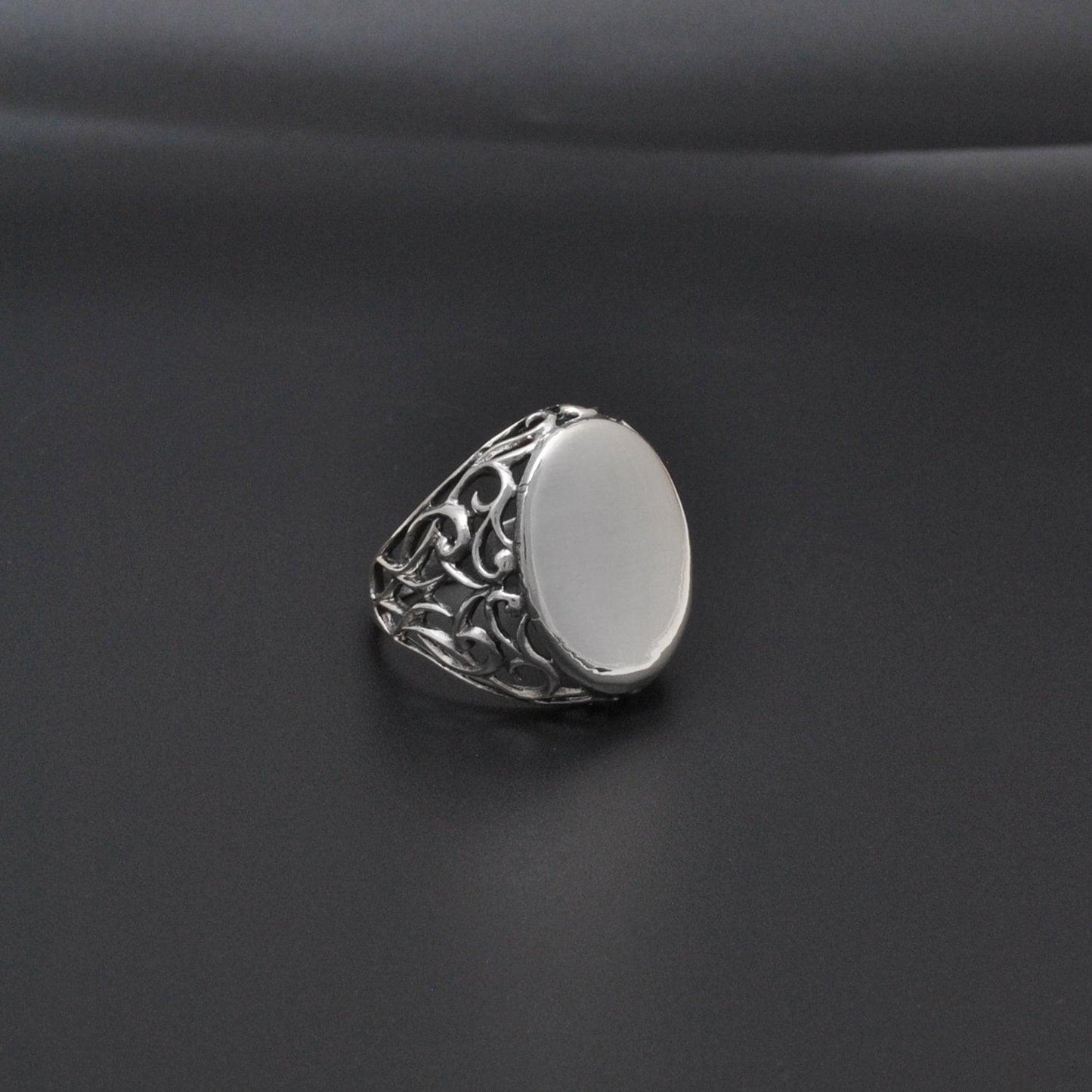 Sterling Silver Oval Men's Ring Size 9 - SAR Gems