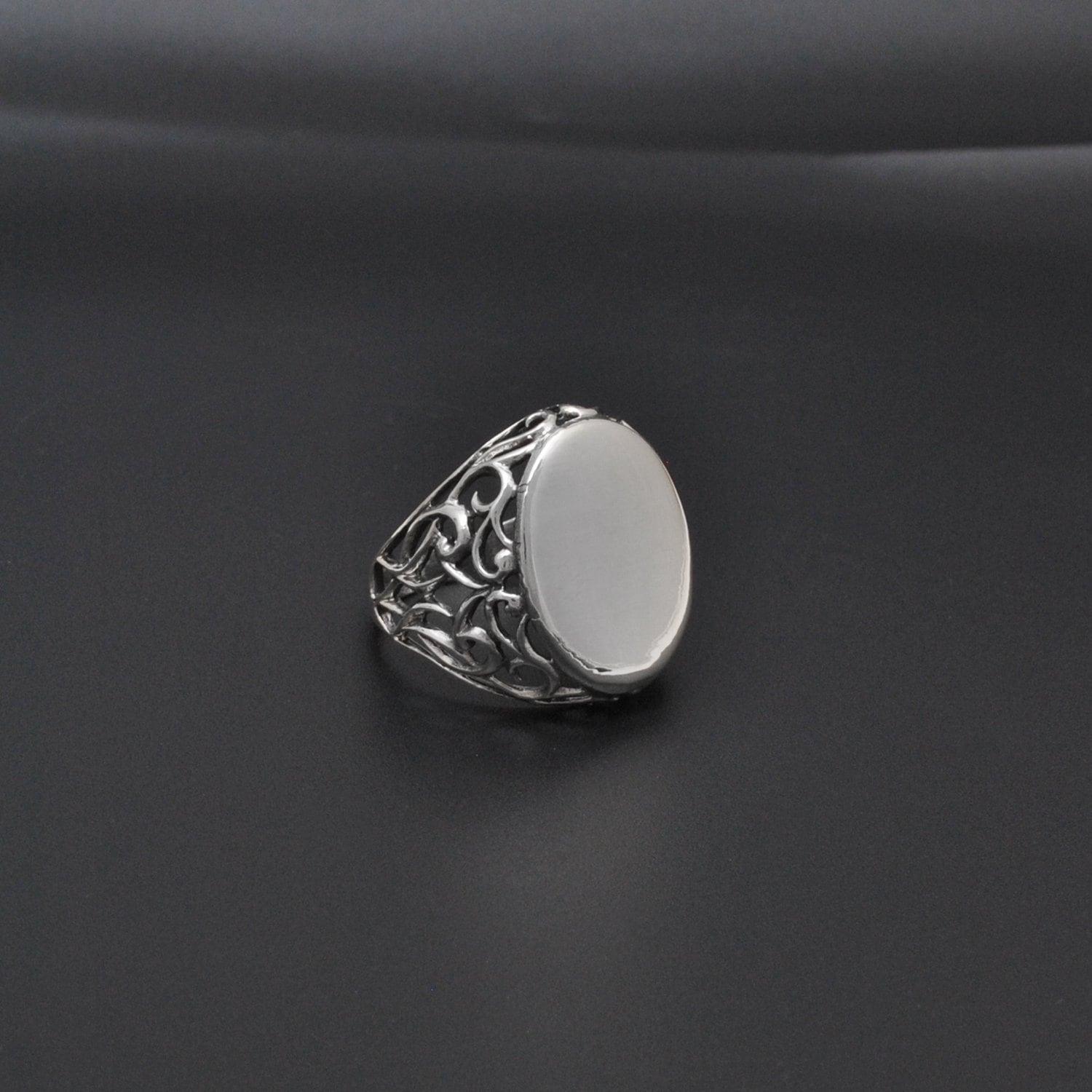 Sterling Silver Oval Men's Ring Size 9 - SAR Gems