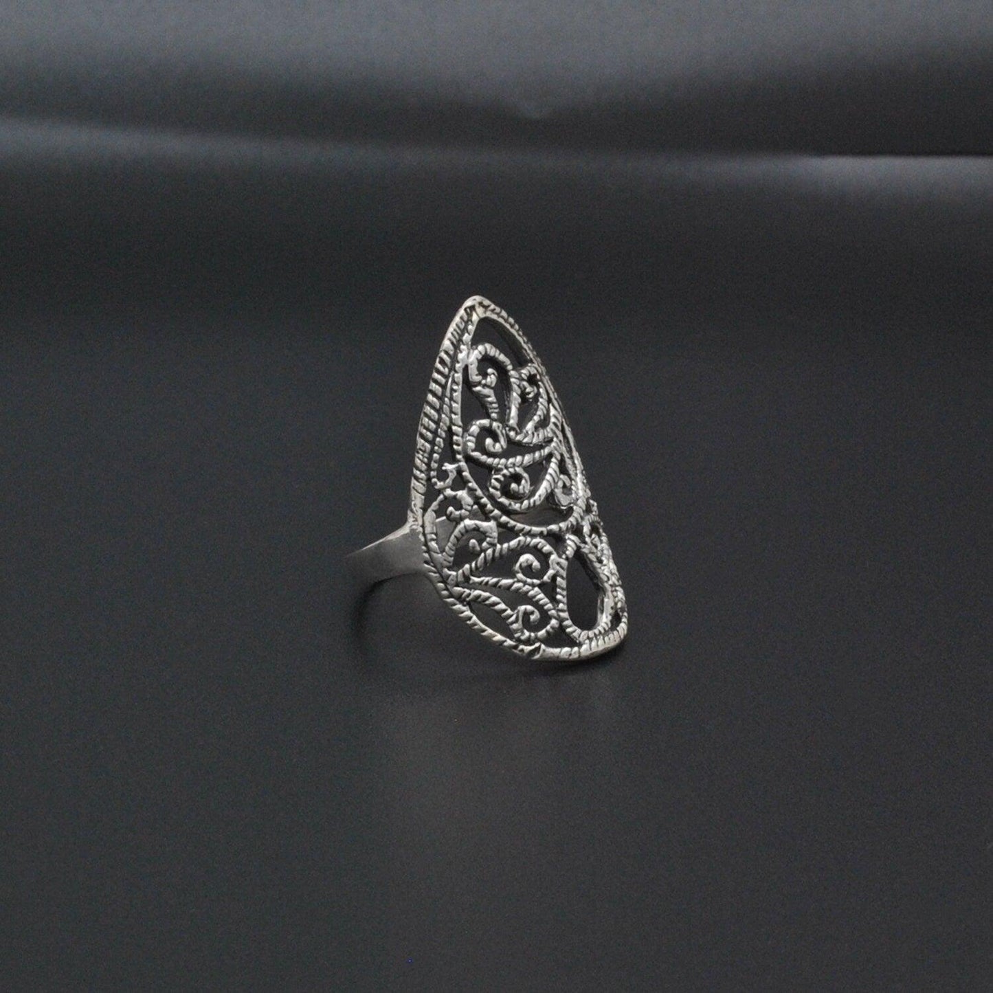 Sterling Silver Filigree Women Dainty Ring Size 8 - SAR Gems